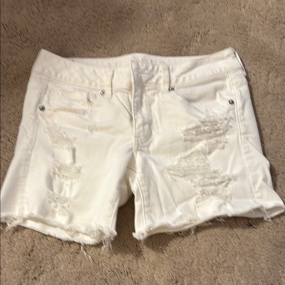 White Distressed Women's Shorts